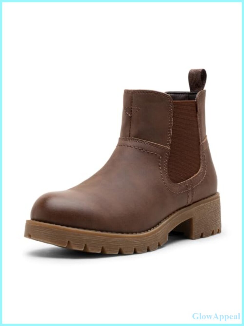 Women's Faux Leather Chelsea Ankle Boots Round Toe Block Heel